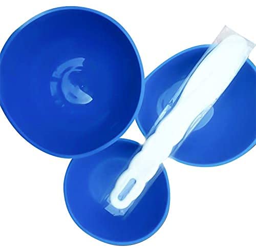 [Australia - AusPower] - 4Pcs One Set Silicone Flexible Rubber Plaster Impression Mixed Alginate Bowl Dental Lab Mixing Bowls Blue 