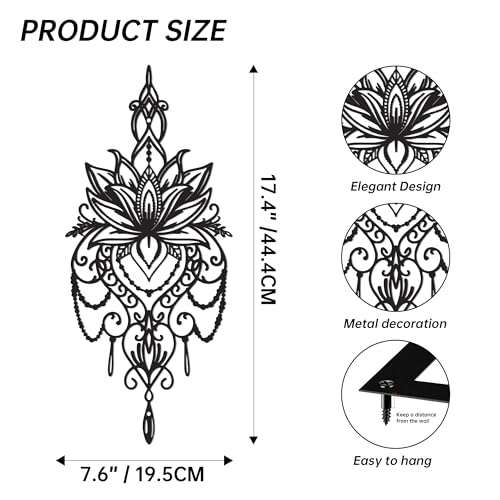 JEWLOVE Mandala Wall Art, Lotus Sacred Geometry Metal