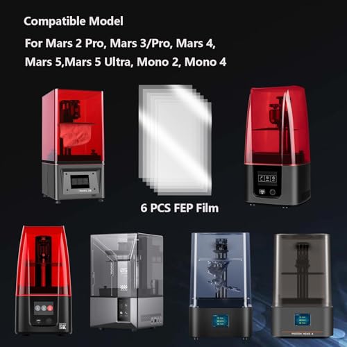 6PCS FEP Film 210X150X0.15mm, FEP Release Film for ELEGOO Mars 5, Mars 5 Ultra, Mars 4, Mars 4 Ultra, Mono 4, Mono 4 Ultra, Mono 2 Resin 3D Printers Accessories