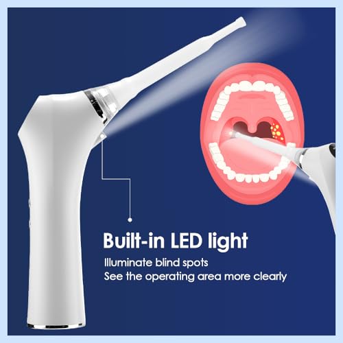 Tonsil Stone Remover Set, 65 kpa Electric Almond Stones Removal | 3-speed suction, with LED light and 5x magnifying glass, for healthy almonds and fresh breath White