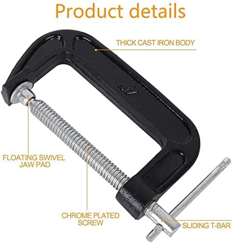 [Australia - AusPower] - 2 Inch C-Clamp Set, Heavy Duty Steel C Clamp Industrial Strength C Clamps for Woodworking, Welding, and Building (4Pcs) 4pcs 