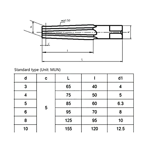 SPORTARC Cone Reamer 6pcs 1:50 Taper Shank Manual Reamer 3/4/5/6/8/10mm