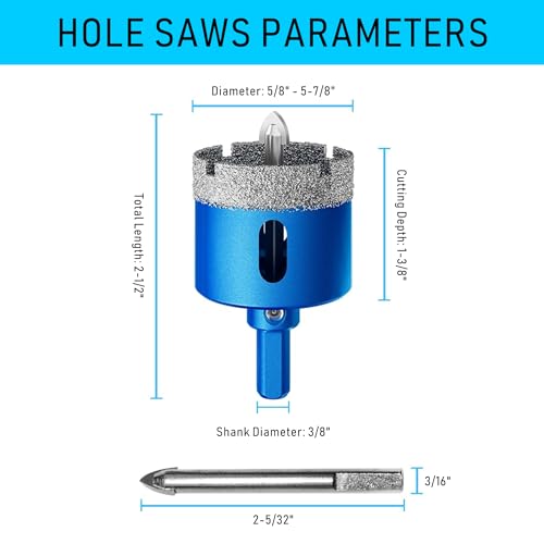 TurstAid Diamond Hole Saw 5-1/2 Inch with Pilot Guide Drill Bit - Performance Diamond Tile Hole Saw for Porcelain, Glass, Marble, Ceramic