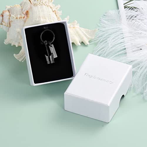 Yinplsmemory Auto Part Cremation Urn Keychain for Ashes for Men's Motor Piston Ashes Keepsake Memorial Jewelry for Dad Black-dad-always in My Heart