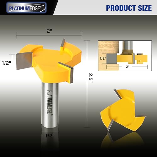 PLATINUMEDGE Spoilboard Surfacing Router Bit, 1/2-Inch Shank 2-Inch Cutting Diameter, Slab Flattening Router Bit Planing Wood Planer Bit (Carbide) (Pack of 2) 1 Piece - 1/2 Inch Shank (Pack of 2)