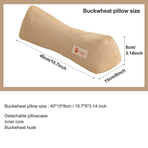Neck & Cervical Pillows Buckwheat Pillow ，Neck Support Pillow Cervical Neck Roll Bolster Pillow，Neck Pain Relief for Back and Side Sleepers Round Pillows (Gray) Gray