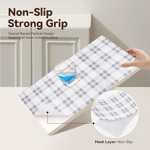 Drawer Shelf Liner for Kitchen Cabinets, Non Adhesive Slip Resistant Shelf Paper Easy to Clean, Strong Grip Thickened Waterproof Washable Mats for Pantry Shelves Cupboard Dresser(Grey, 24 in x 10 FT) 23.6"W x 118.1"L Gray