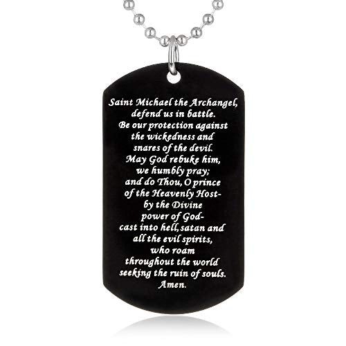 Scripture Baptism Holy Bible Verse Dog Tag Necklace,Engraved Catholic Christian Communion Confirmation Rite Religious Gift Saint Michael Archangel