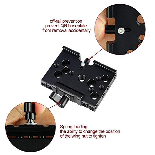 NICEYRIG 15mm Rail Riser Rig System Quick Release Base Kit with QR Plate 15mm Rod Riser Clamp Short Rods Applicable DSLR Camera