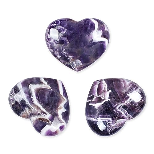 SMQ 60mm Natural Amethyst Crystal Heart Worry Stone Polished Gemstone Pocket Palm Large Chakra Crystals and Healing Stones Rock for Balancing Yoga Home Decor Amethyst（heart）