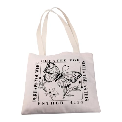 MEIKIUP Bible Verse Tote Bag Christian Scripture Gift Perhaps You Were Made for Such a Time as This Esther 4:14 Faith Based Gift Esther 4:14 Tb-uk