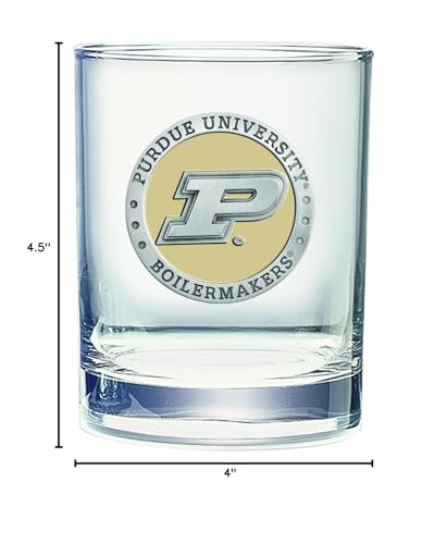 Heritage Pewter Purdue Double Old Fashion | Double Rocks Glass 14 OZ for Liquor | Expertly Crafted Pewter Glass