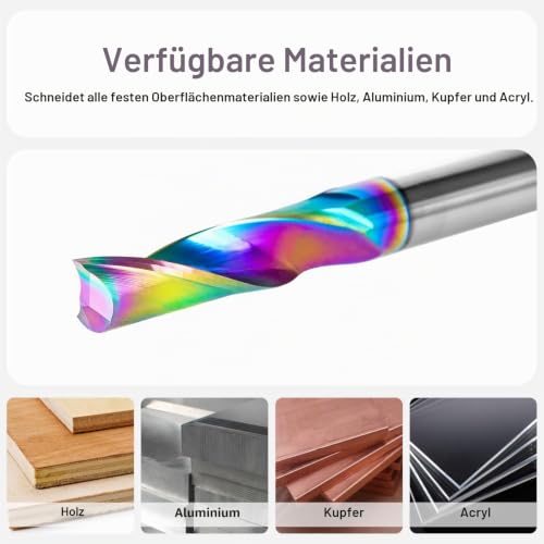 SpeTool Aluminum Milling Cutter 6 mm Shank Single Cutter Solid Carbide Milling Cutter End Milling Cutter Aluminum 22 mm Cutting Length with DLC Coating CNC Milling Cutter Wood for Aluminum Acrylic Brass Pack of 2