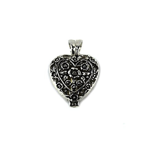 Always in My Heart Memorial Urn Locket-Filigree Pewter Tone,Silver