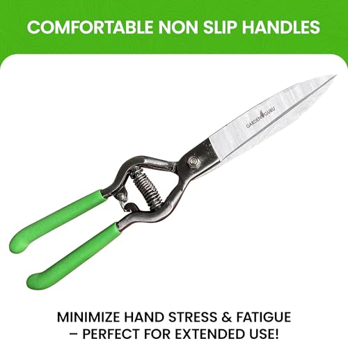 Garden Guru forged steel hand grass clippers with comfort grip handles for lawn edging and garden trimming