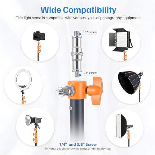 Light Stand Photography, 9.2ft/280cm Air-Cushioned Heavy Duty Tripod Stand Orange
