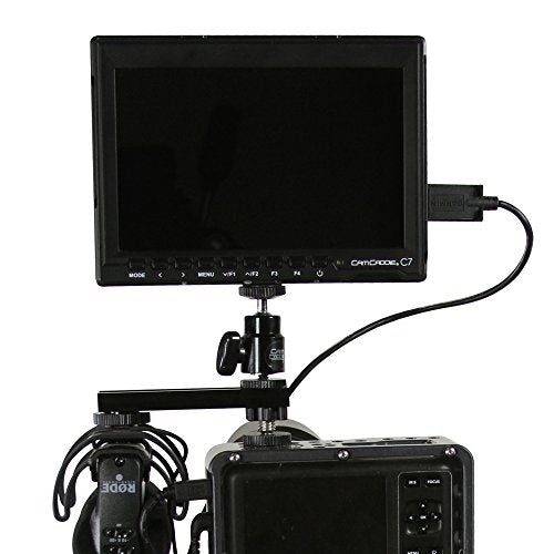 4 Inch Cold Shoe Extension Bracket - Dual Sided Camera Flash Mount with 1/4"-20 Flashner Adapter by Cam Caddie - Black 4 Inch