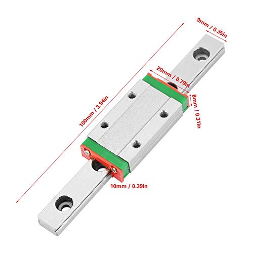 Linear Guide Rail, 9mm MGN9H Wide Miniature Linear Motion Rail + Sliding Block for Automatic Equipment, Precision Measuring Equipment (100mm)