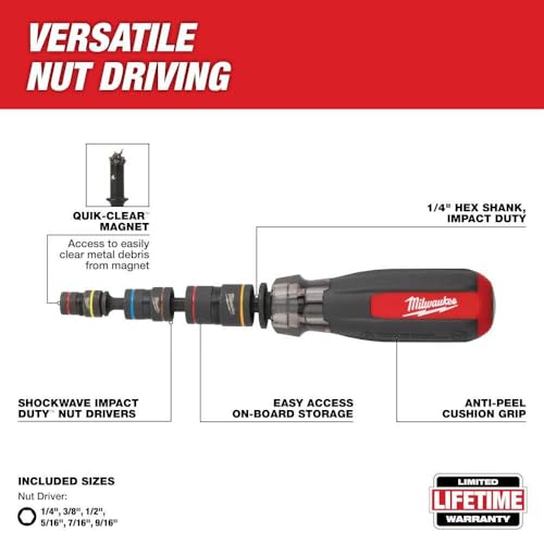 Milwaukee Multi-NUT Driver Shockwave Impact Duty nut drivers set with black and red handles