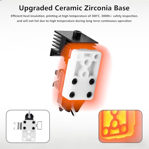 Upgraded A1 Hotend Heating Assembly, Ceramic Zirconia Base & Ceramic Heater & Thermistor Component Hot End Heating Element Mounting Assembly Kit for Bambu Lab A1, A1 Mini D3 Printer