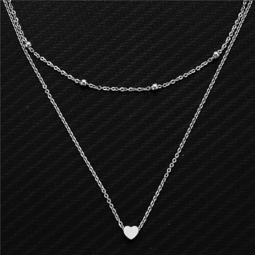 Necklace Femme Chaine Argent Pendentif Coeur Bijoux Cadeau Anniversaire Chaine Fine Élégante Accessory Fashion Bijou Fantaisie Femme Idée Cadeau Noel Saint Valentin Silver1