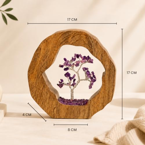 RITUALISTIC Amethyst Crystal Tree of Life in Wooden Ring - Spiritual Gift for Energy Flow & Chakra Healing, Feng Shui Gemstone Bonsai Tree, Home Decor, Wealth & Luck | Perfect for Gift