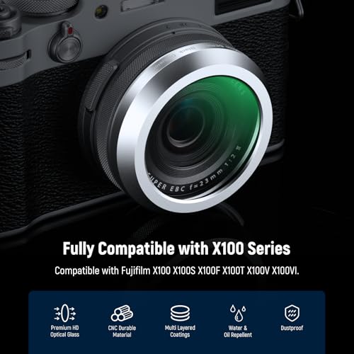 NEEWER Black Diffusion 1/4 Filter for Mist Cinematic Effect, Dreamy Effect Filter Compatible with Fujifilm X100 X100S X100F X100T X100V X100VI Cameras, Silver Black Diffusion 1/4 Filter/Silver Frame