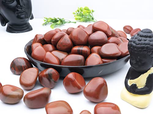 ZAICUS 1lb Red Jasper Tumbled Stones | Polished Crystals Healing | Natural Stones | Feng Shui | Chakra Balancing | Good Luck | Reiki Gift | Home Decor | Size 20-25 mm Red Jasper Tumble 1 Lb
