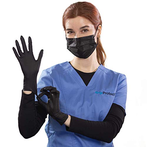 [Australia - AusPower] - GripProtect® Precise Black Nitrile Exam Gloves | 4 Mil | Chemo-Rated | Food, Home, Hospital, Law Enforcement, Tattoo | (Large, 100) Large (100 Count) 
