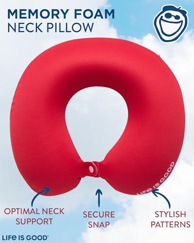 Life is Good Neck Pillow with Soft Memory Red
