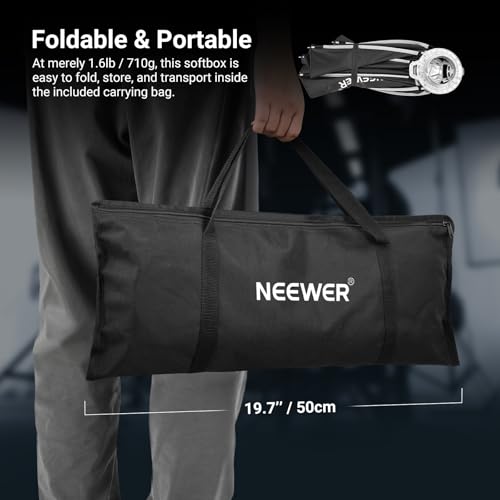 NEEWER Basics Octagonal Softbox Bowens Mount, 17.7" Quick Release Soft Box Lighting Set with Grid, Compatible with Aputure 150c Compatible with Godox SL60w, for FS300C FS150B HB80C CB200C Q6, NS62P 45cm/17.7"