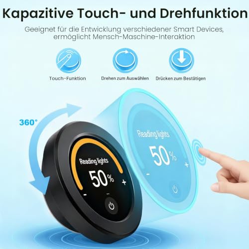 ELECROW ESP32 Rotary Display 480 x 480 - 2.1 Inch HMI IPS Round Knob Touch Display Development Board, 2.4G WiFi and BLE Capacitive Touch Screen Compatible with Arduino IDE and The LVGL Library, Black 2.1" ESP32 Rotary Display