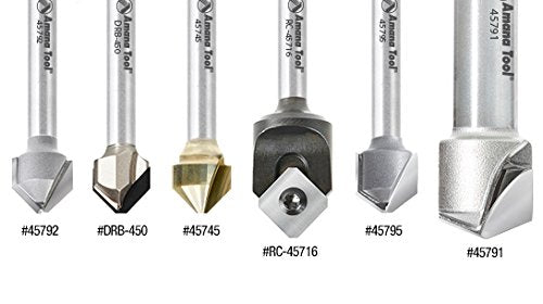 Amana Tool 45792-M V-Groove 90 Deg. Folding for Aluminum Composite Material (ACM) Panels Like Alucobond, Dibond, 0.090 Tip Cut Width x 3/8 CH x 1/2 D x 6mm SHK Carbide Tipped Router Bit