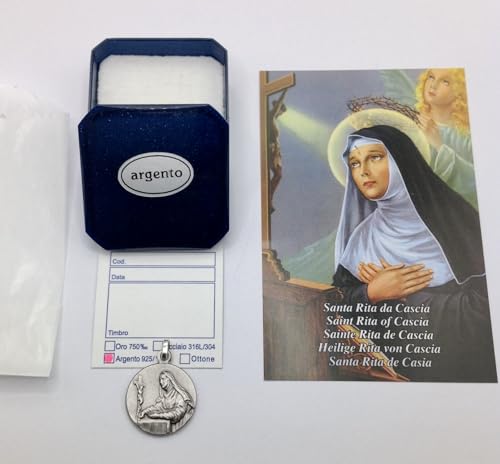 925 STERLING SILVER MEDAL " SAINT RITA FROM CASCIA " PATRON OF LOST CAUSES