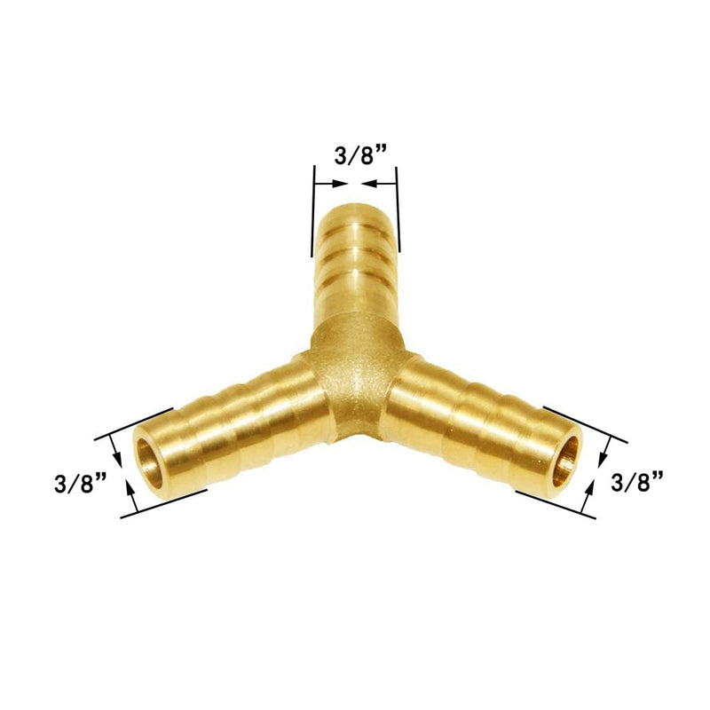 Joywayus 3/8" Hose Barb Y Shaped 3 Way Union Fitting Intersection/Split Brass Water/Fuel/Air