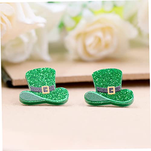 2 Pairs Hat Earrings Green Earrings for Women Studs Ladies Ladies Hats Winter St Patricks Day Dress up Trendy Acrylic Small Miss 2x1.6CMx5pcs Greenx5pcs