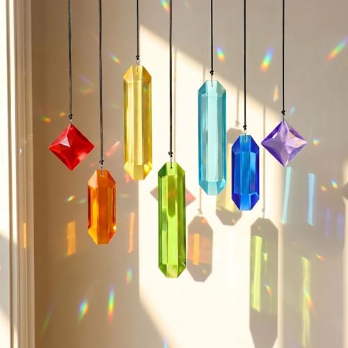 7Pieces Rainbow Prisms Crystals Suncatcher for Window Hanging Rainbow-1