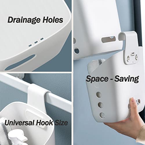 3 Pcs Hanging Shower Basket Caddy, Portable Walll Storage Organizer with Hooks for Bathroom Kithcen Dorm College, White Large