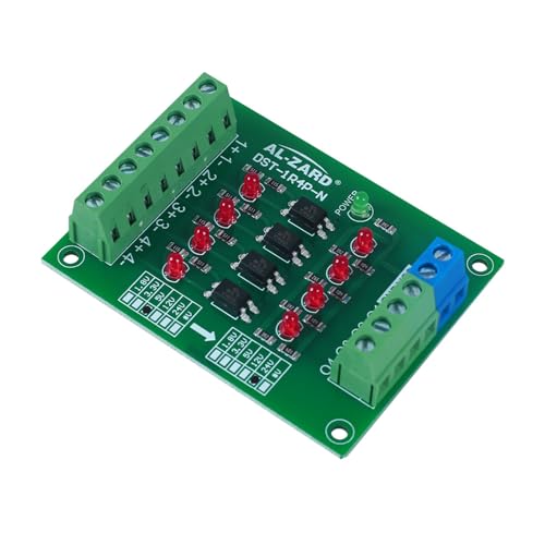 4 Channel Optocoupler Insulation Board, DST-1R4P-N 5V to 24V Optocoupler Insulation Module PLC Signal Converter Board for Signal Isolation, Single Chip Microcomputer