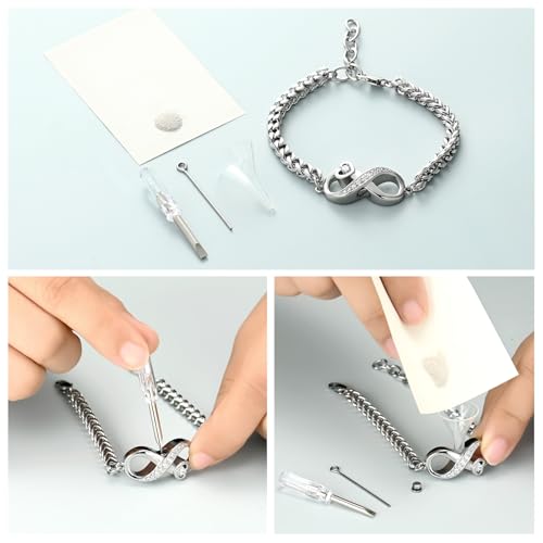 Imrsanl Infinity Urn Bracelet Cremation Jewelry for Ashes Infinity-Silver