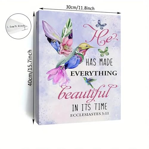Bible Verse Canvas Wall Art Decor "He has made everything beautiful in its time" Home Office Christian Art Decoration 16”X12” inches (Framed) - Ready to Hang (Everything Beutiful, 16 inch * 12 inch, Wrapped Canvas) Everything Beutiful 12"L x 16"W