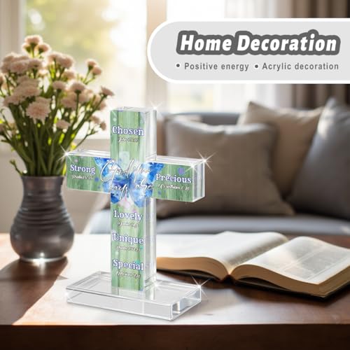 PVOPVO Inspirational Religious Christian Cross Decor Butterfly Gifts for Women Men Catholic Bible Verse Crosses Desk Decor for Home Office Prayer Room god3