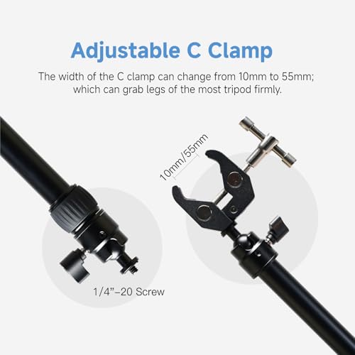 Toprig Accsoon Camera Slider Support Arm (2 Pack) with C Clamps&Extendable Arms, Tripod stabilizer Support Rods, Aluminum Alloy Tripod Stability Arm for Motorized Camera Slider Stable Shooting-30inch 30inch