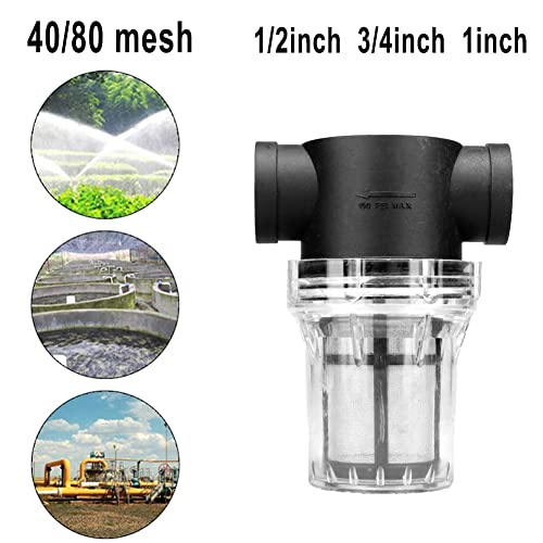 ZYWUOY Pipe Filter Strainer Water Pump Filter with 40/80 Mesh Stainless Steel Sieve Inline Mesh Strainer Water Pump Filter for Garden Irrigation