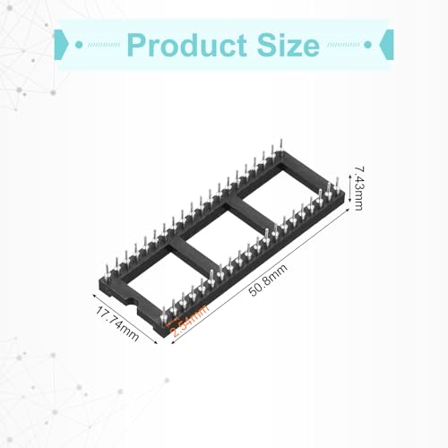 QUARKZMAN Pack of 8 DIP IC Sockets, 40-Pin Dip IC Sockets, 2.54 mm Pitch Socket Adapter, Solder Connector for Breadboard Project, PCB Board Design, Black 40 pin