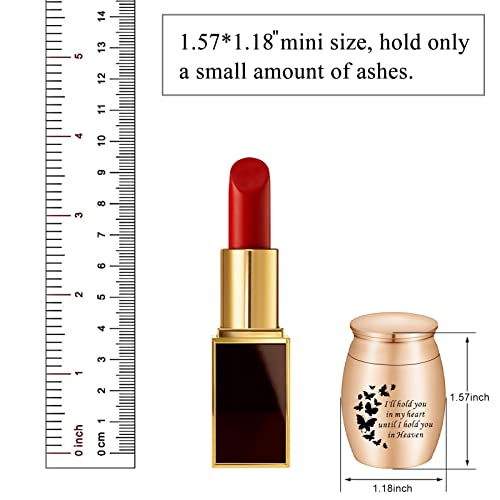 1.6“ Small Cremation Urn for Human Ashes Mini Ashes Keepsake Urn Stainless Steel Butterfly Cremation Case - I'll Hold You in My Heart Until I Hold You in Heaven Rose Gold