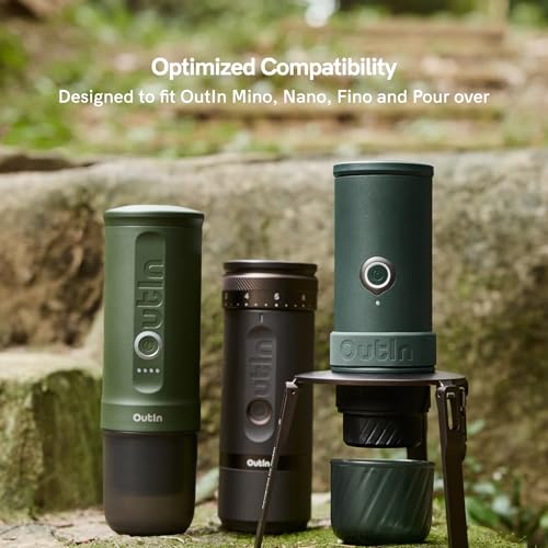 OutIn Ultra-Portable Foldable Coffee Pod Stand with Carabiner, compact and lightweight for easy carrying and organizing coffee pods.
