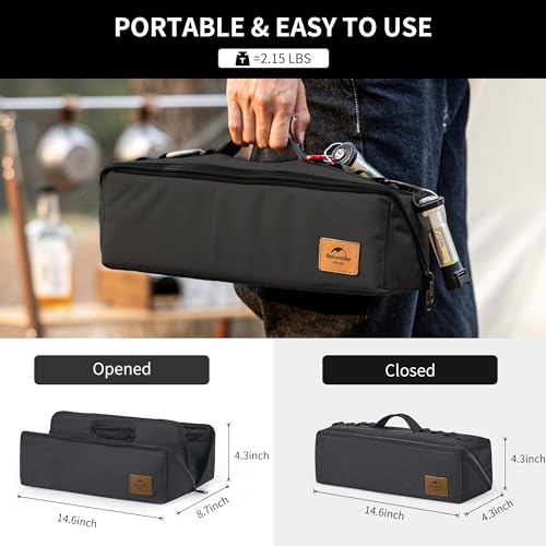 Naturehike night black folding tool bag with zippered duffel design and multifunctional storage compartments