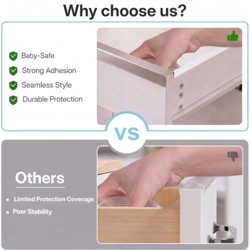 2 Pack 17 inch Stainless Steel Drawer Edge Guard, Slip-on Cabinet Door Protector with Strong 3M Double Sided Adhesive Tape, Fits 3/4" Thick Doors and Drawers,Rustproof Brushed Stainless