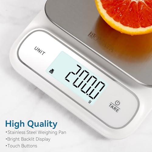 BOMATA Waterproof IPX6 Kitchen Scale with 0.1g High Precision, 5kg capacity 0.1g\5kg Non-rechargeable White